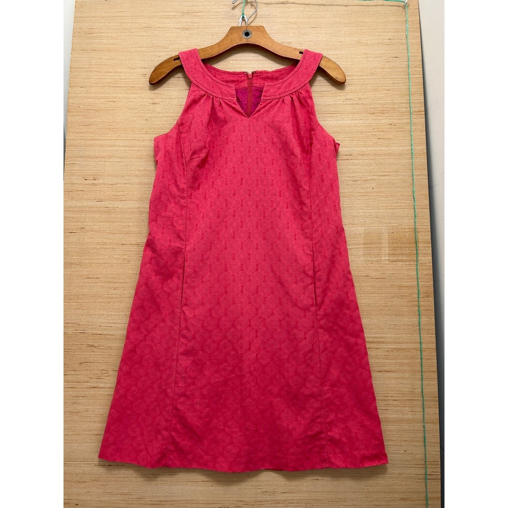 Ann Taylor Loft Pink Textured Jacquard Sleeveless Shift Dress Size 4